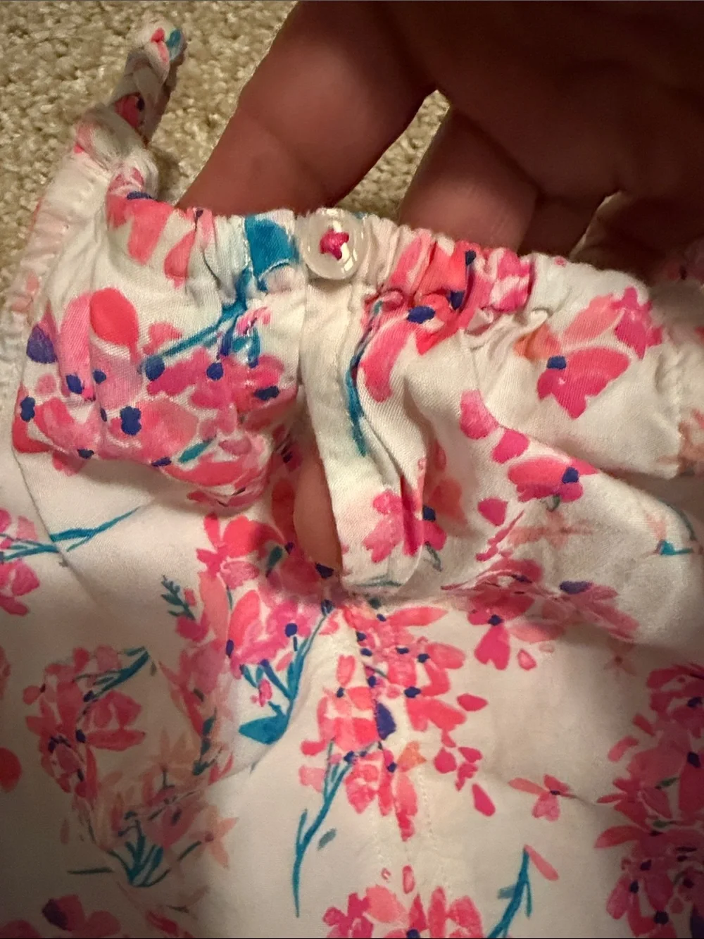 OshKosh B'gosh White Maxi Dress with Pink Floral and Blue Accents. EUC. Summer